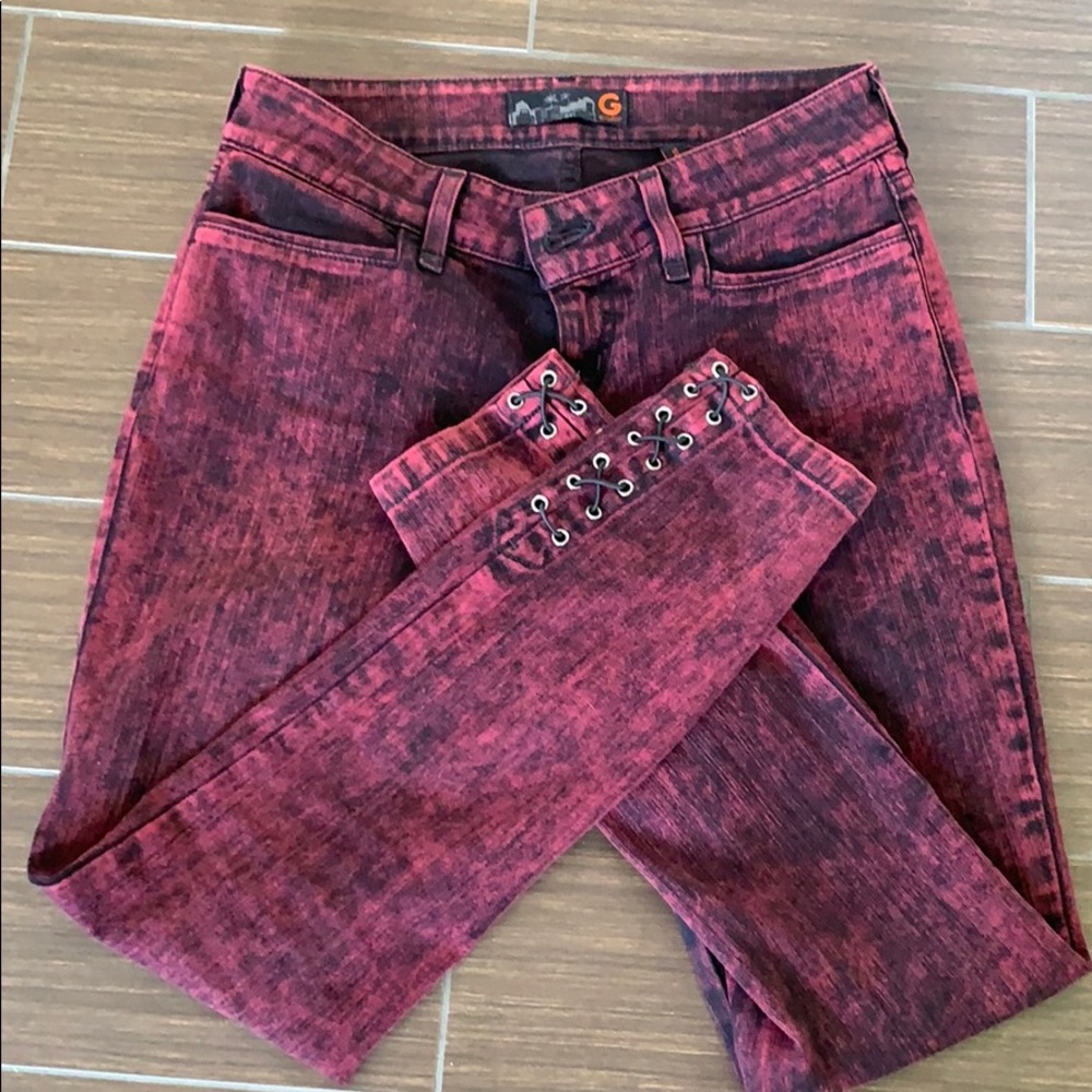 Guess Maroon Jeans Super Skinny Jeans